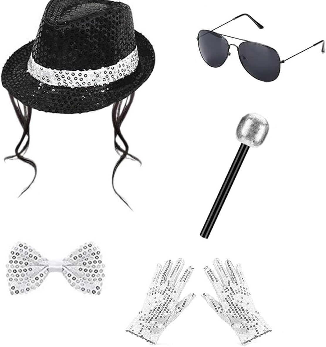 Men'S Accessories In The 80S - メンズダンススターコスチュームハロウィン80年代90年代ポップステージパーティーコスチュームアクセサリーセットスパンコール歌手コスチュームアクセサリーセット
