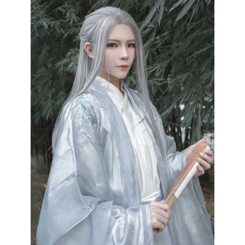 Men Accessories For Party - 男性韓服ロングストレートヘアアニメコスプレ衣装日本アニメエルフ王子不滅ウィッグカーニバルステージパフォーマンスパーティー
