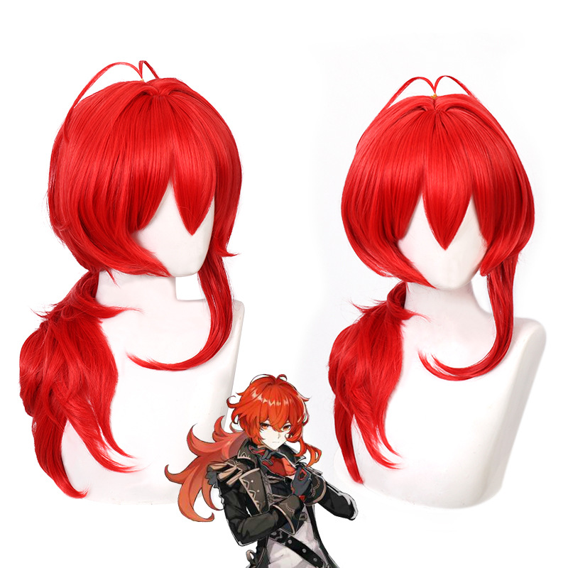 Men Accessories For Travel - 原神 ディルク コスプレウィッグ 旅人 ロードドーン ワイナリーの貴族