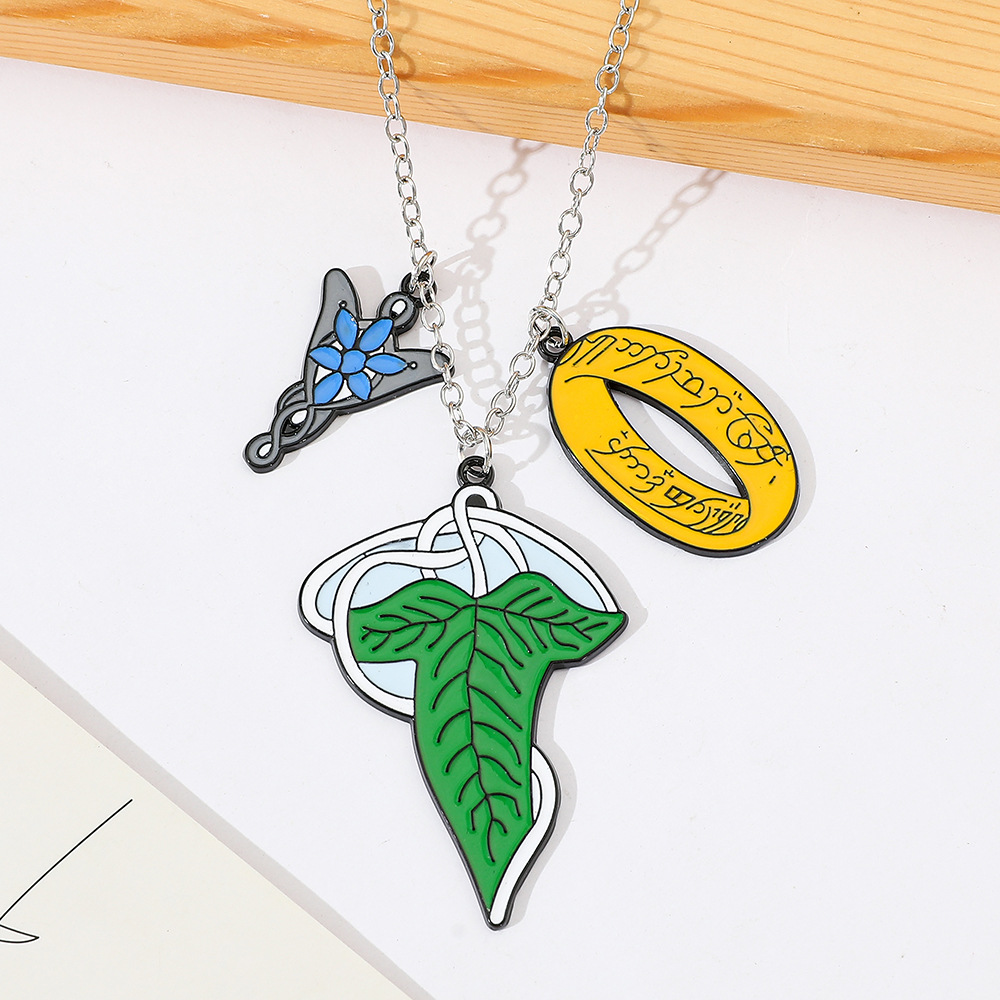 Men Accessories Ring - ロード・オブ・ザ・リング エルフネックレス ファッション クリエイティブ リーフペンダント コスプレ