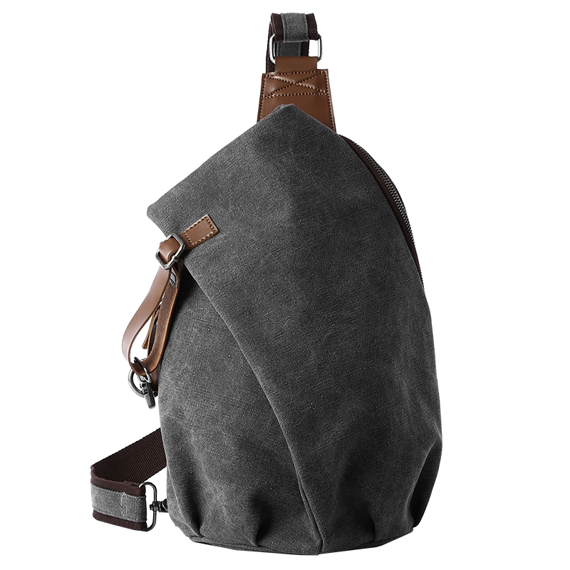 Men'S Accessories Backpack - MTE ELAN 大容量レトロキャンバススリングバッグ男性革チェストバッグカジュアル旅行レジャー男性オリーブグリーンショルダーバックパック