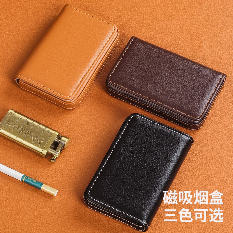 Men'S Mens Accessories - ポータブル 8 ミリメートルシガレットケース PU レザー名刺ホルダースタイル磁気吸引シガレットボックス男性喫煙アクセサリー