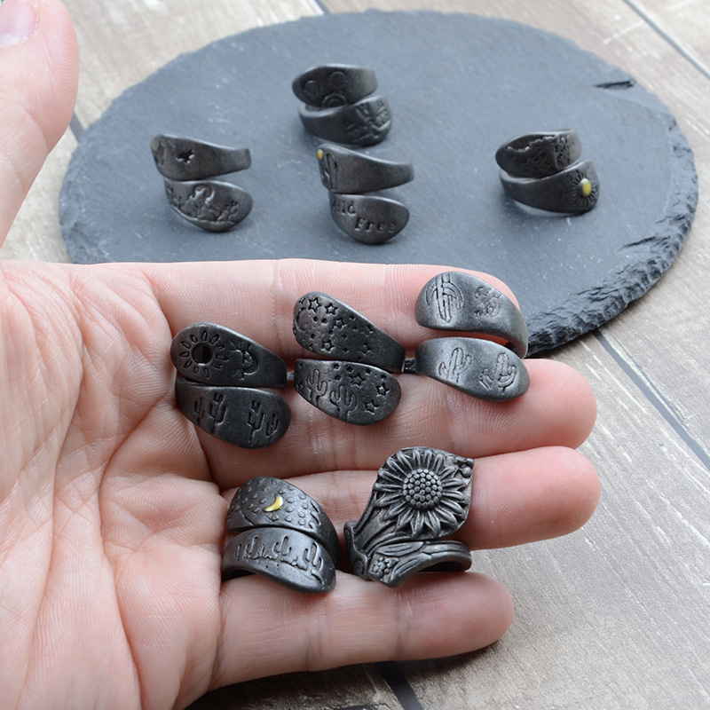 Men Accessories Ring - DIYアクセサリー Amazon越境販売 レトロ メンズ＆レディース スタックリング、ニッチデザイン ハイエンド風景画風9点セット