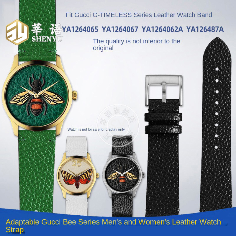 Men'S Accessories Gucci - Shenyu-burt's bee-男性と女性のためのグリーンレザーストラップ,ブレスレットアクセサリー,gucci g-timewirelessya1264065 ya1264067に適しています