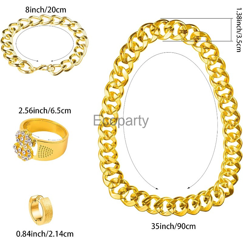 男性用コスチュームアクセサリーセット,ヒップホップコスプレ, - Men'S Accessories In The 80S のレビューと価格