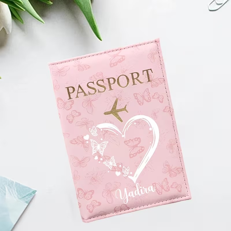 蝶の愛をテーマにしたカスタムパスポートホルダー、男女兼用のト - Travel Organizer Men のレビューと価格