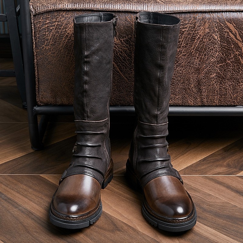 メンズ中世レトロ人工PUレザーシューズ中世アンクルブーツビク - Men Accessories Style のレビューと価格