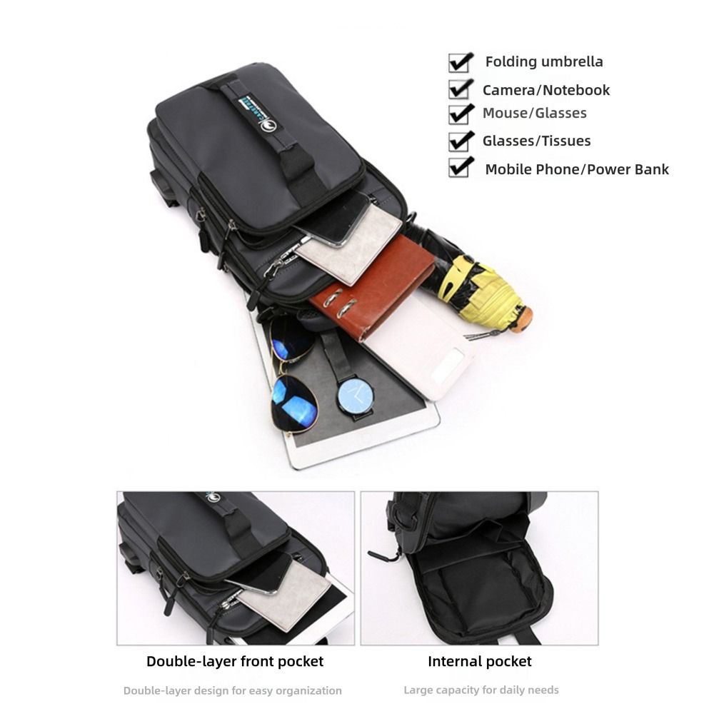 男性用USB充電ショルダーメッセンジャーバックパック防水ジッ - Men'S Accessories Backpack のレビューと価格