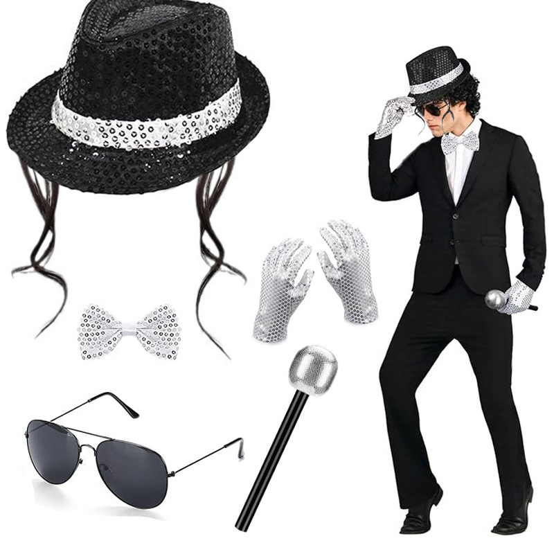 マイケル・ジャクソン コスプレアクセサリーセット 80年代  - Men'S Accessories In The 80S のレビューと価格