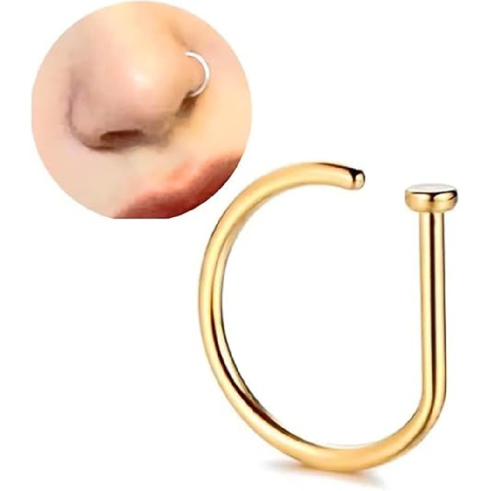 4個セット ノンピアス D型ノーズリング フェイクノーズカフ - Men Accessories Ring のレビューと価格