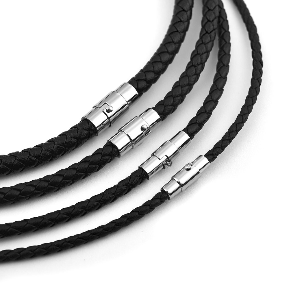 45/50/60cmレザーネックレスワックスロープ、ステンレ - Men Accessories Style のレビューと価格