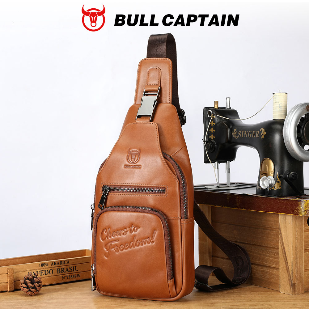 BULLCAPTAIN 本革チェストバッグ カジュアルトライ - Men'S Accessories Backpack のレビューと価格