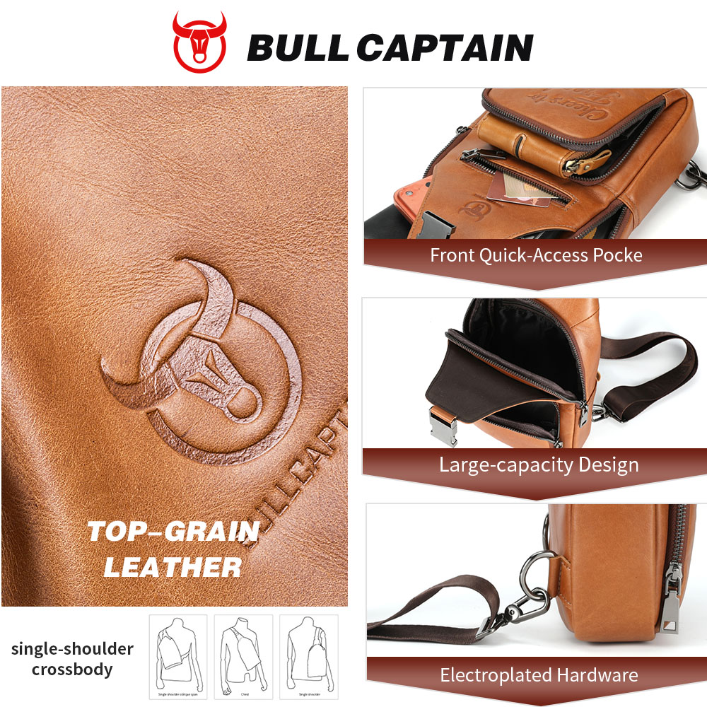 BULLCAPTAIN 本革チェストバッグ カジュアルトライ - Men'S Accessories Backpack のレビューと価格