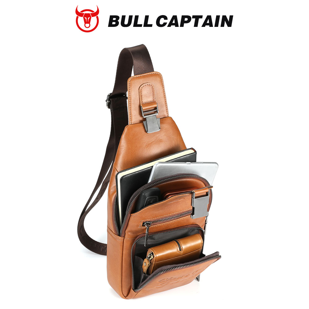 BULLCAPTAIN 本革チェストバッグ カジュアルトライ - Men'S Accessories Backpack のレビューと価格